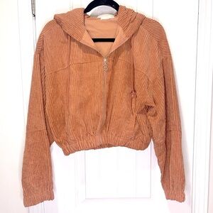 Altar’d State Corduroy long sleeve zip up cropped jacket in camel/burnt orange